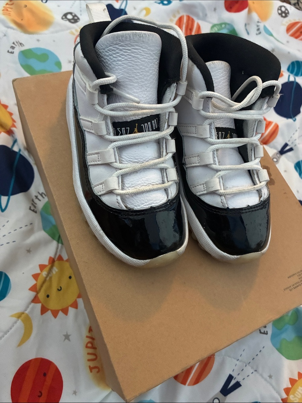 Jordan Kids White and Black Retro Basketball Sneakers